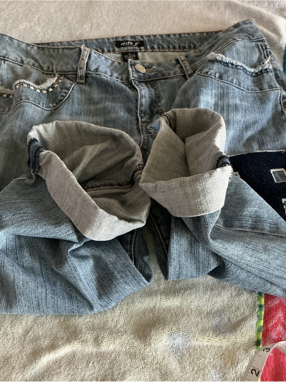 Allen B. By Allen Schwartz Light Blue Denim Jeans with Navy 'B' Patch - Picture 6 of 7